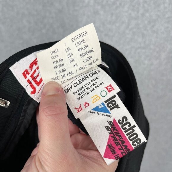 Roffe Women Jett Pant Size 14 Long Black Stretch Knit Vintage Wool Blend Stirrup - Picture 7 of 14